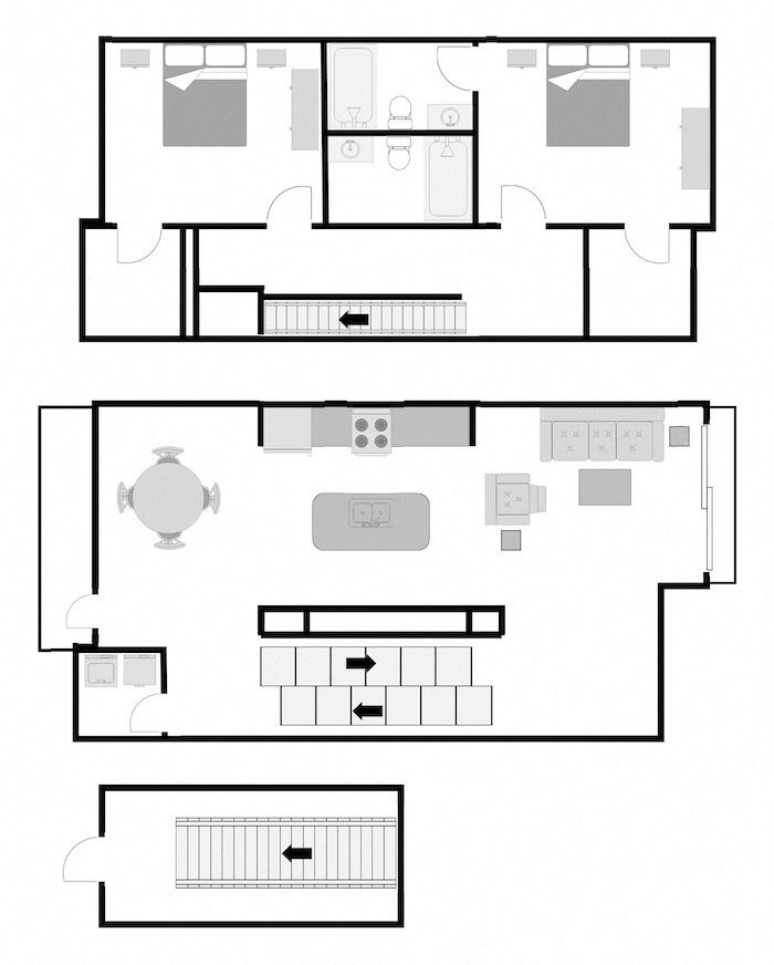 2 bedroom 2 bathroom townhome with large living area on 1st floor